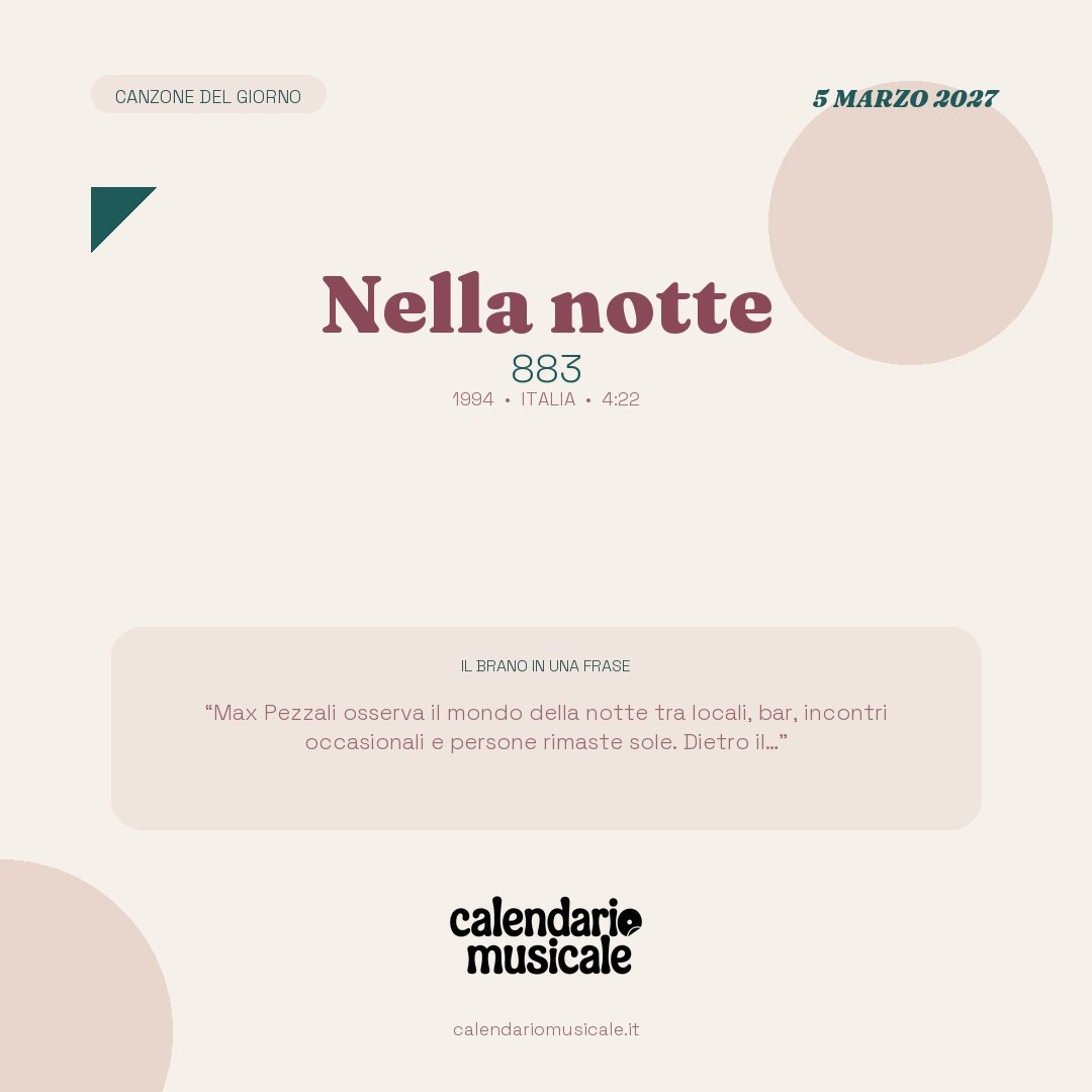 Nella notte di 883, la canzone del giorno