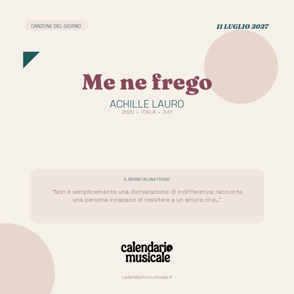Me ne frego di Achille Lauro – Calendario Musicale 2027