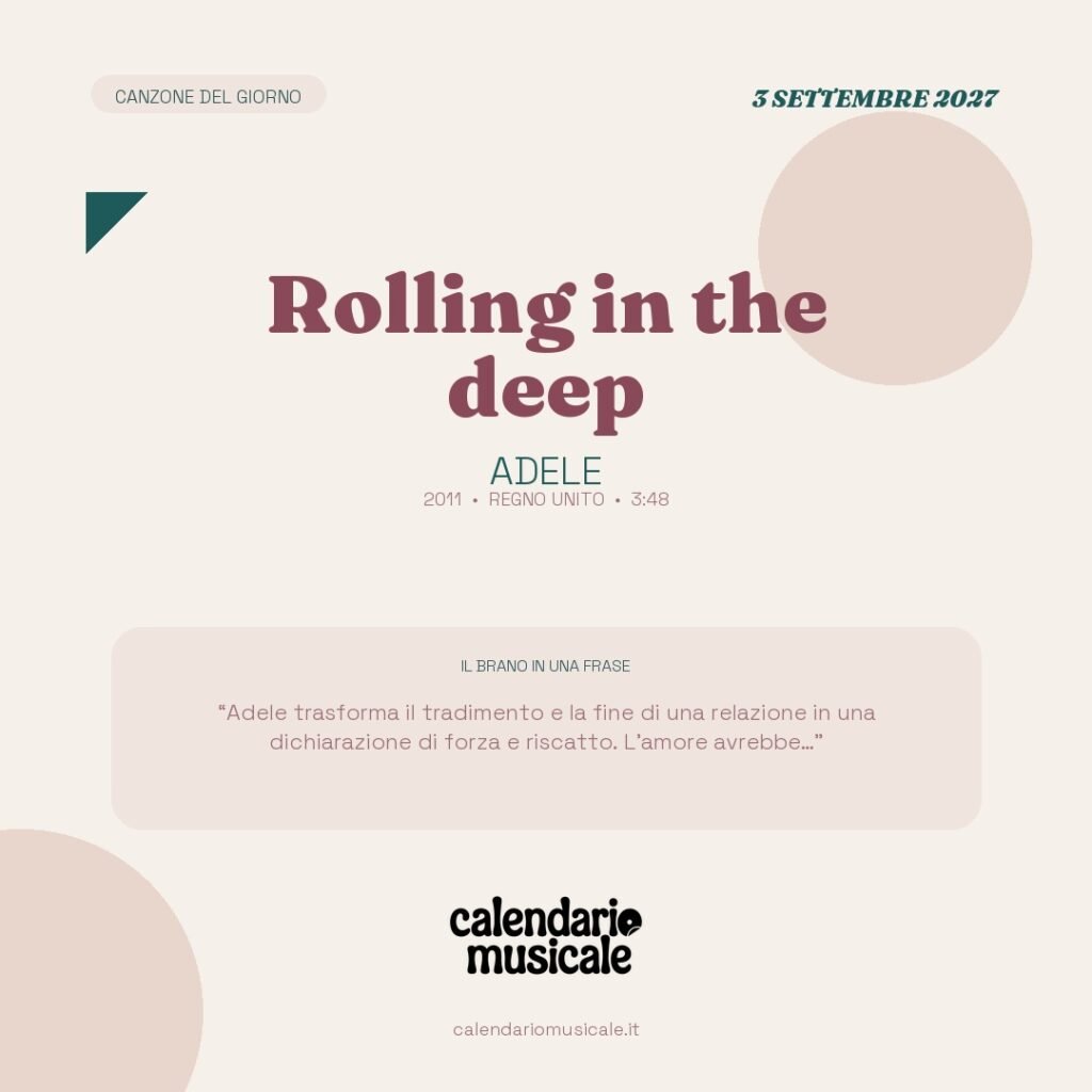 Rolling in the deep di Adele – Calendario Musicale 2027