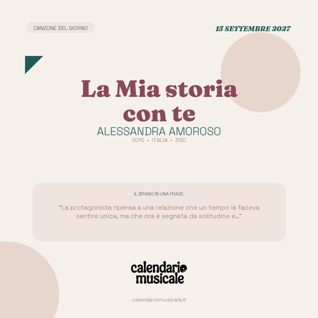 La Mia storia con te di Alessandra Amoroso – Calendario Musicale 2027