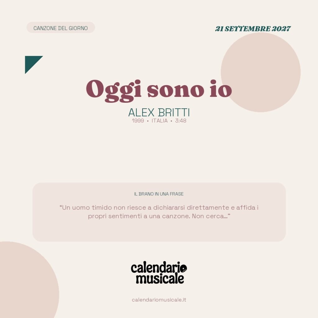 Oggi sono io di Alex Britti – Calendario Musicale 2027