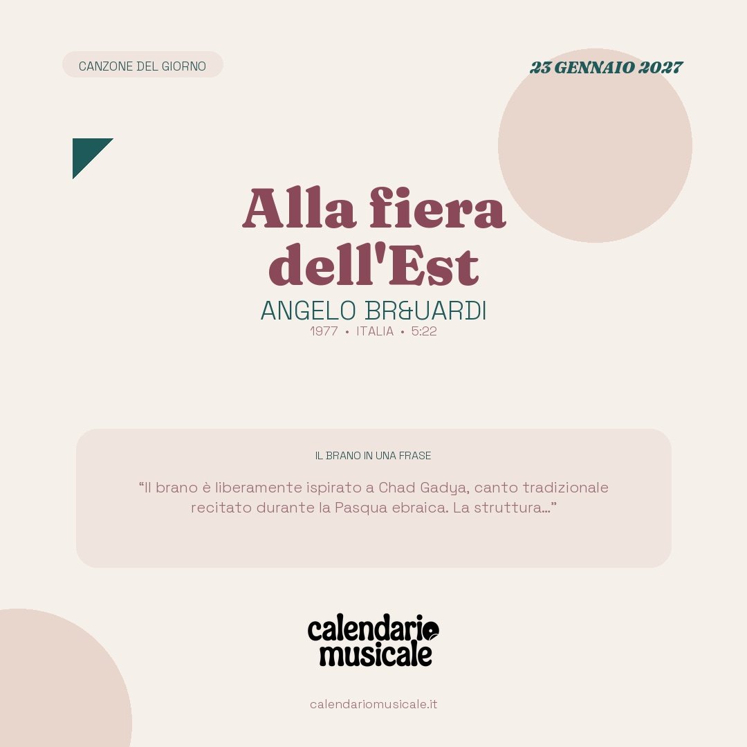 Alla fiera dell’Est di Angelo Br&uardi, la canzone del giorno