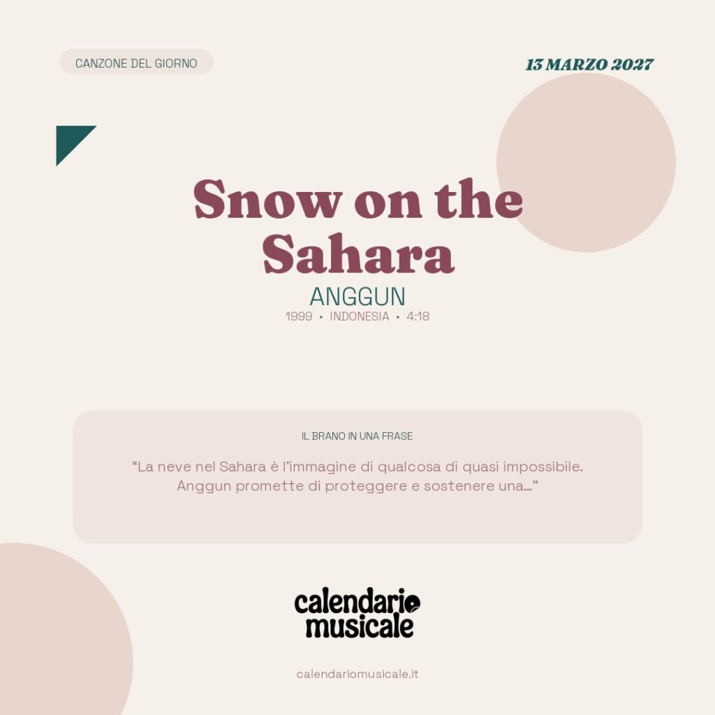 Snow on the Sahara di Anggun – Calendario Musicale 2027