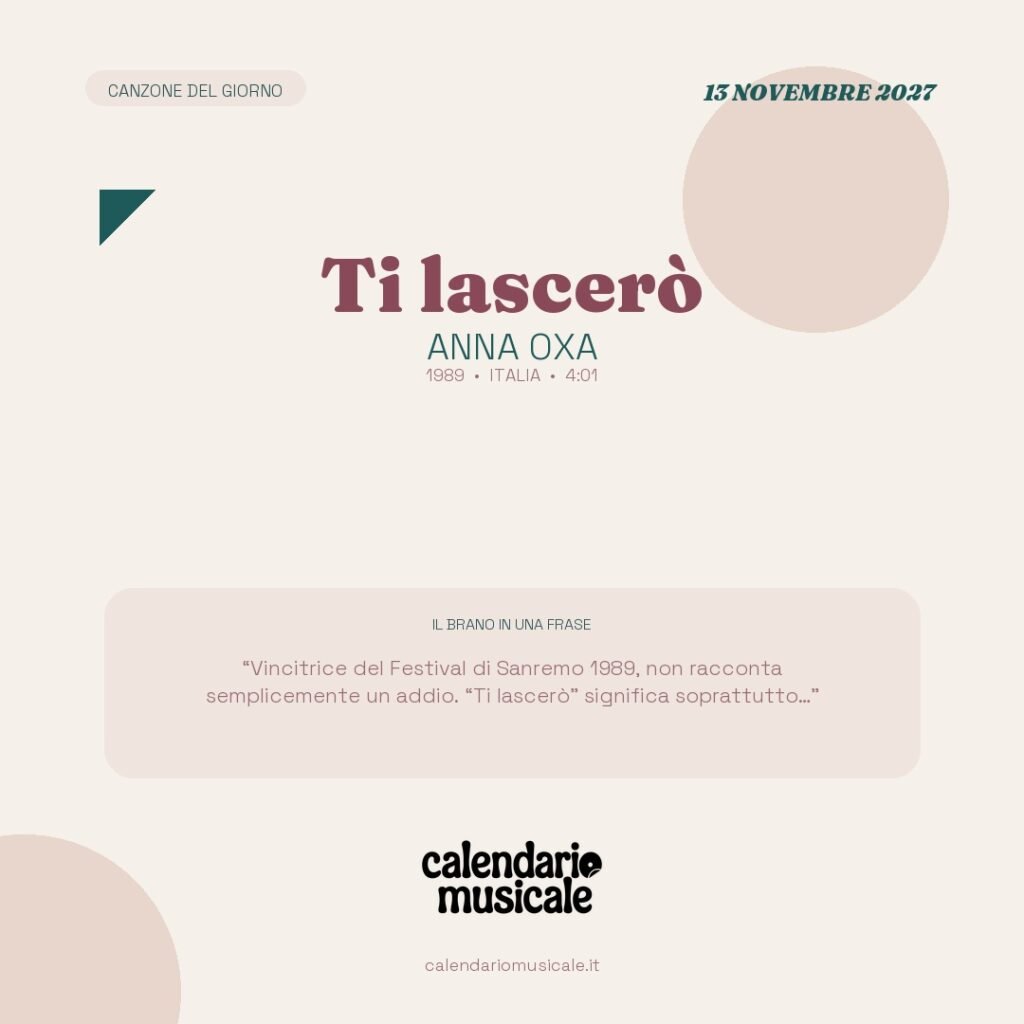 Ti lascerò di Anna Oxa – Calendario Musicale 2027