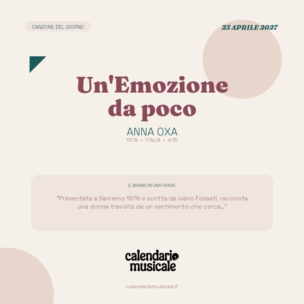 Un'Emozione da poco di Anna Oxa – Calendario Musicale 2027