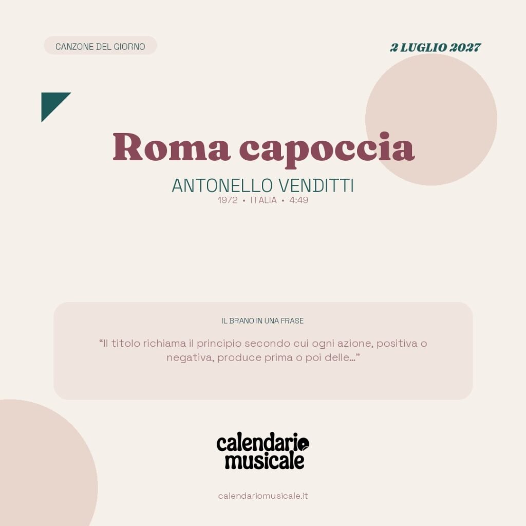 Roma capoccia di Antonello Venditti – Calendario Musicale 2027