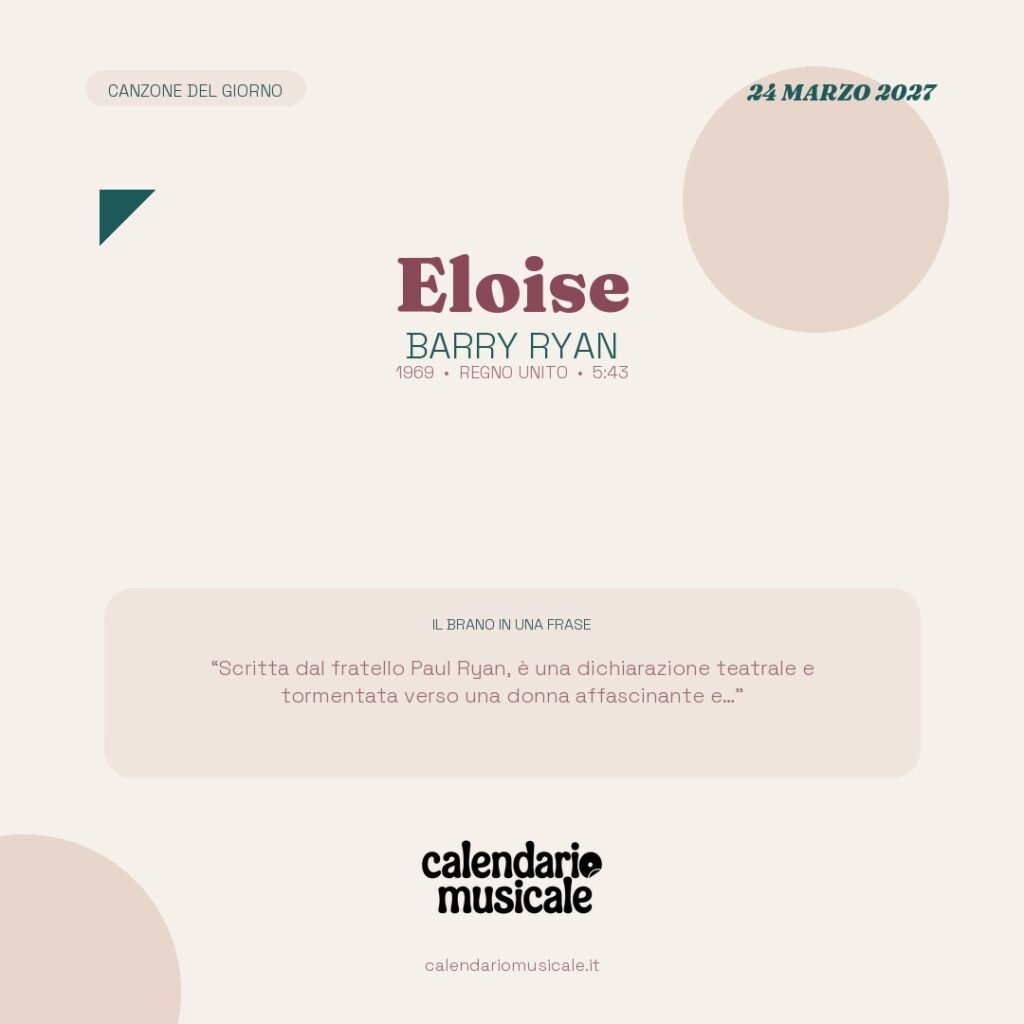 Eloise di Barry Ryan – Calendario Musicale 2027