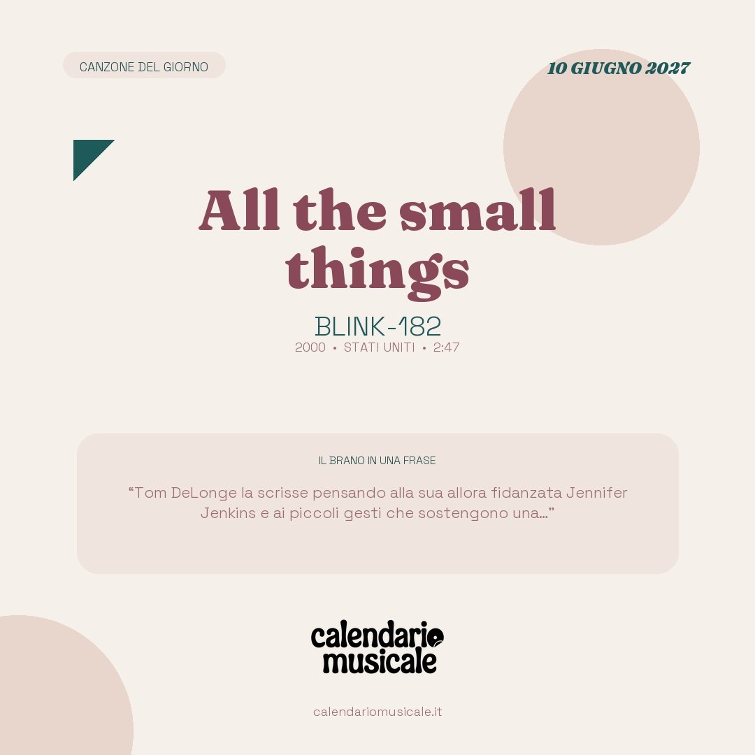 All the small things di Blink-182, la canzone del giorno