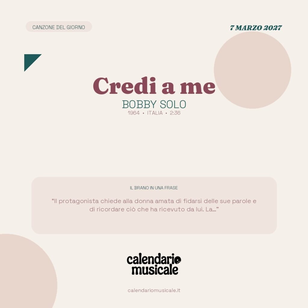 Credi a me di Bobby Solo – Calendario Musicale 2027