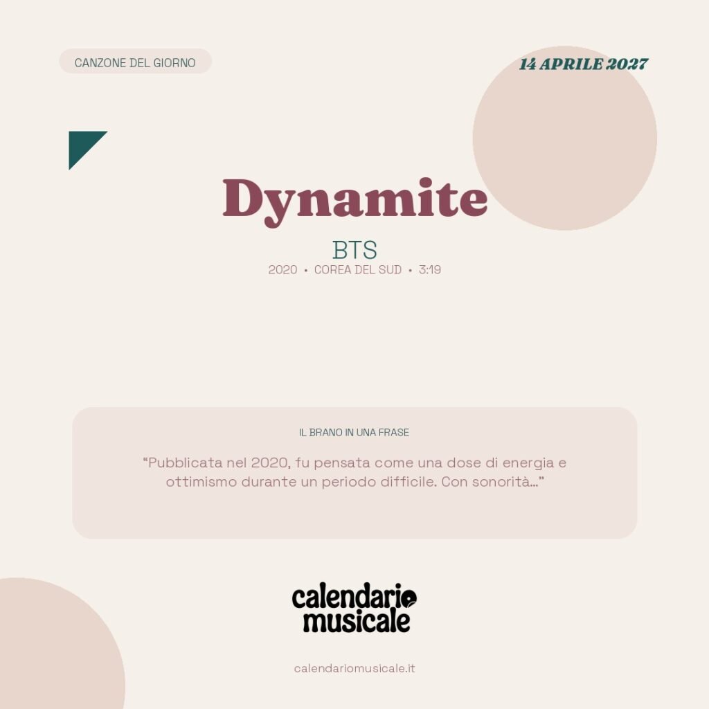 Dynamite di BTS – Calendario Musicale 2027