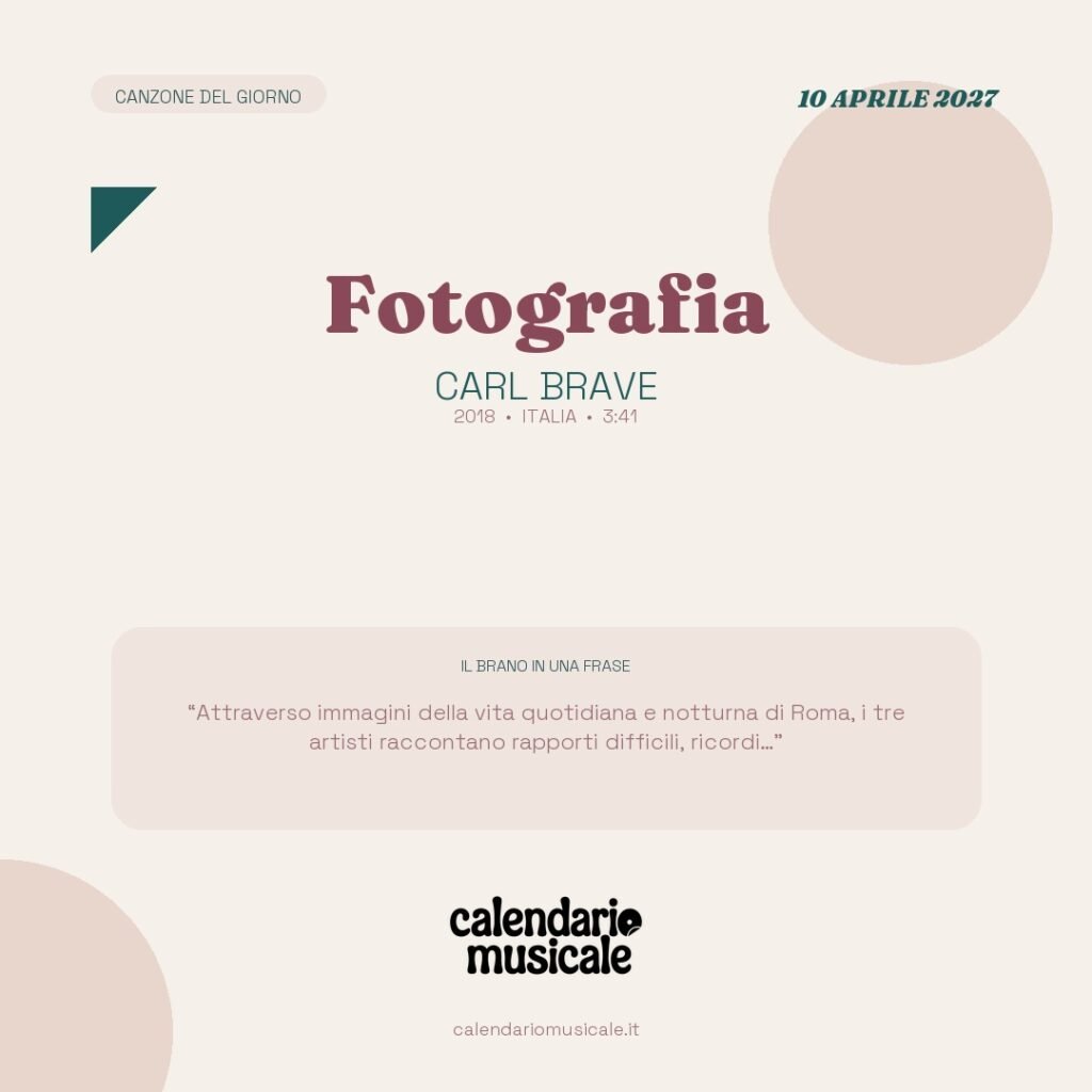Fotografia di Carl Brave – Calendario Musicale 2027