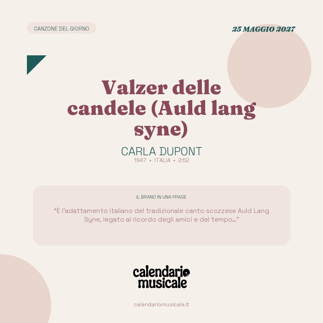 Valzer delle candele (Auld lang syne) di Carla Dupont, la canzone del giorno