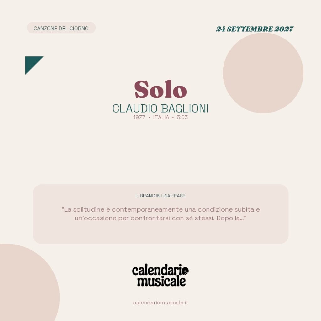 Solo di Claudio Baglioni – Calendario Musicale 2027