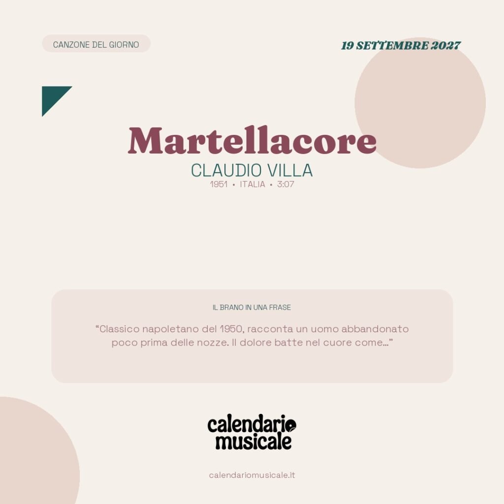 Martellacore di Claudio Villa – Calendario Musicale 2027