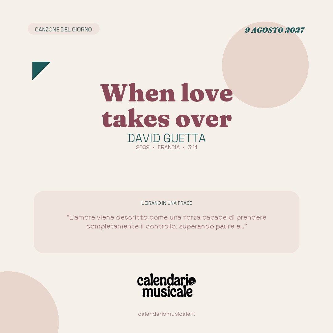 When love takes over di David Guetta, la canzone del giorno