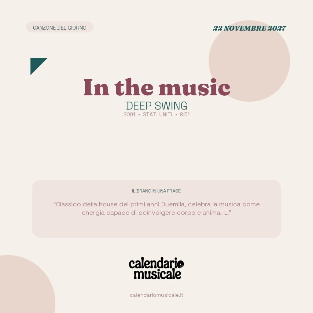 In the music di Deep Swing – Calendario Musicale 2027