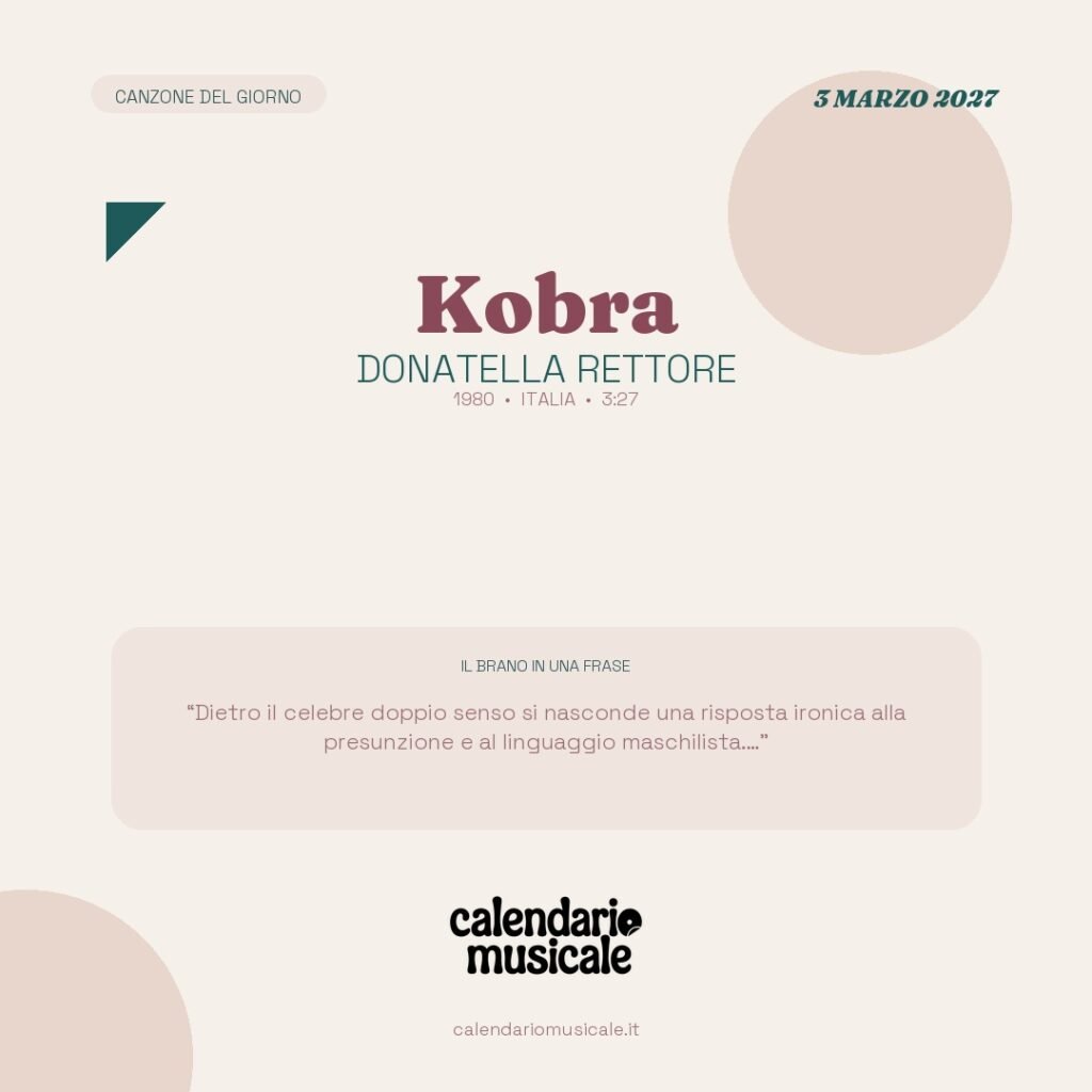 Kobra di Donatella Rettore – Calendario Musicale 2027
