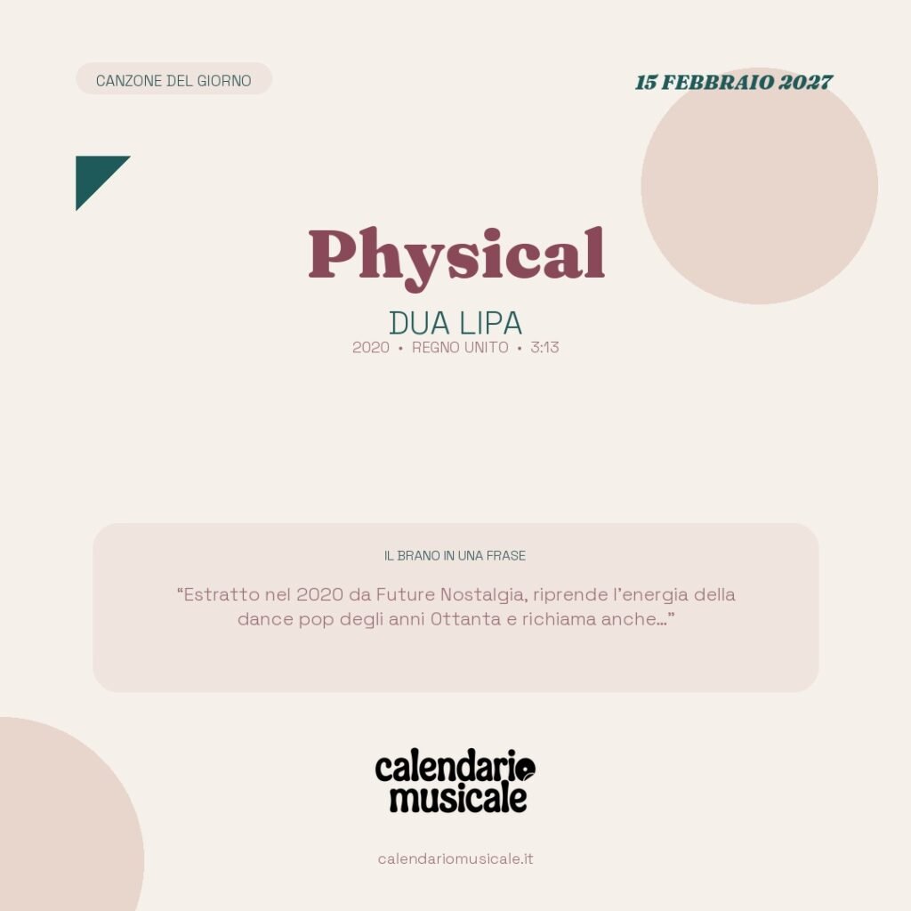 Physical di Dua Lipa – Calendario Musicale 2027