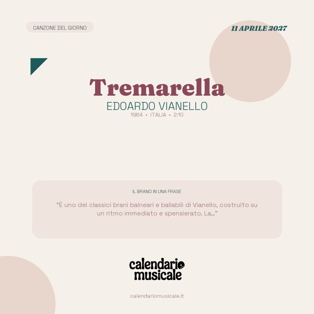 Tremarella di Edoardo Vianello – Calendario Musicale 2027