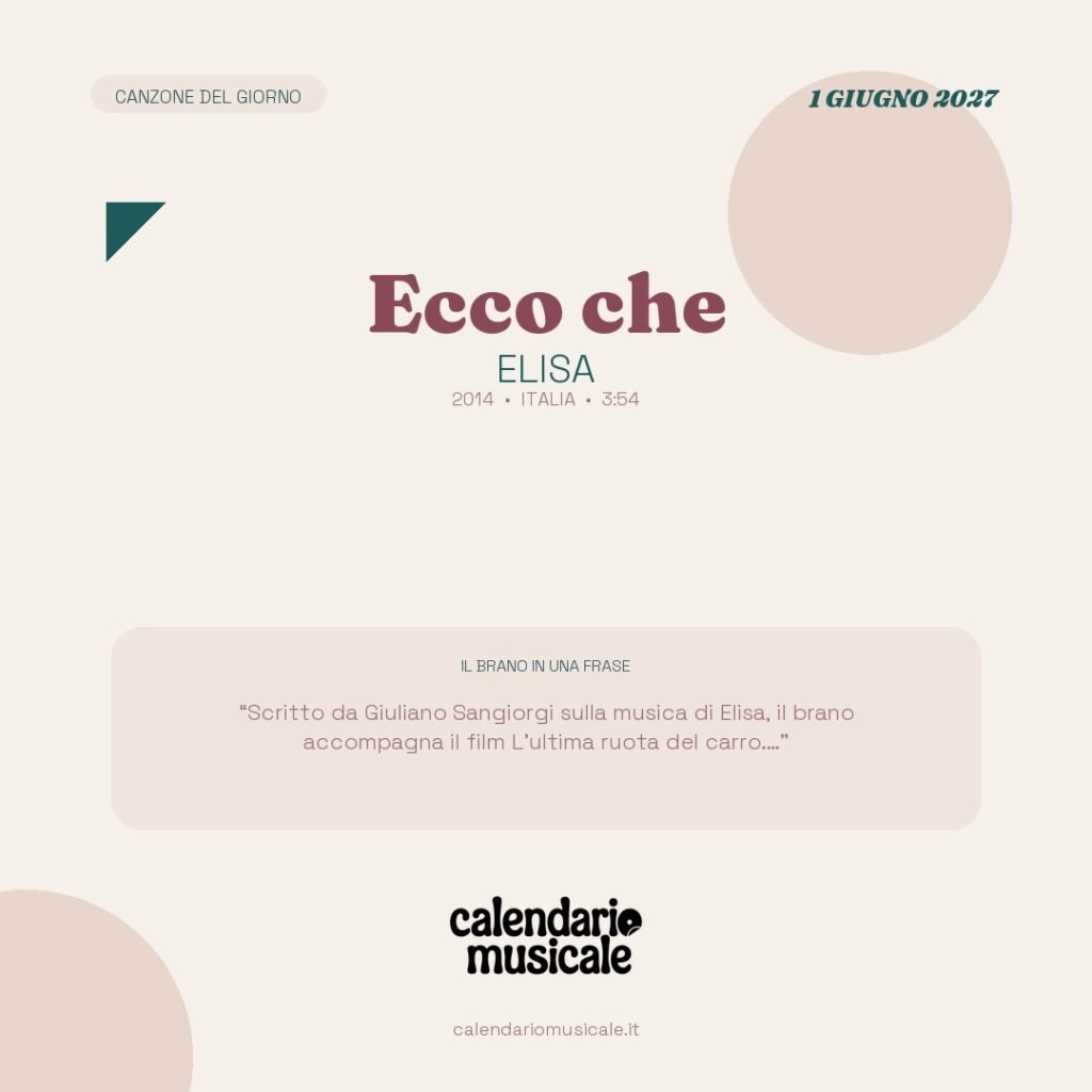 Ecco che di Elisa – Calendario Musicale 2027