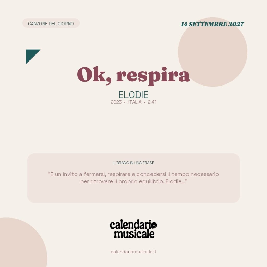 Ok, respira di Elodie – Calendario Musicale 2027