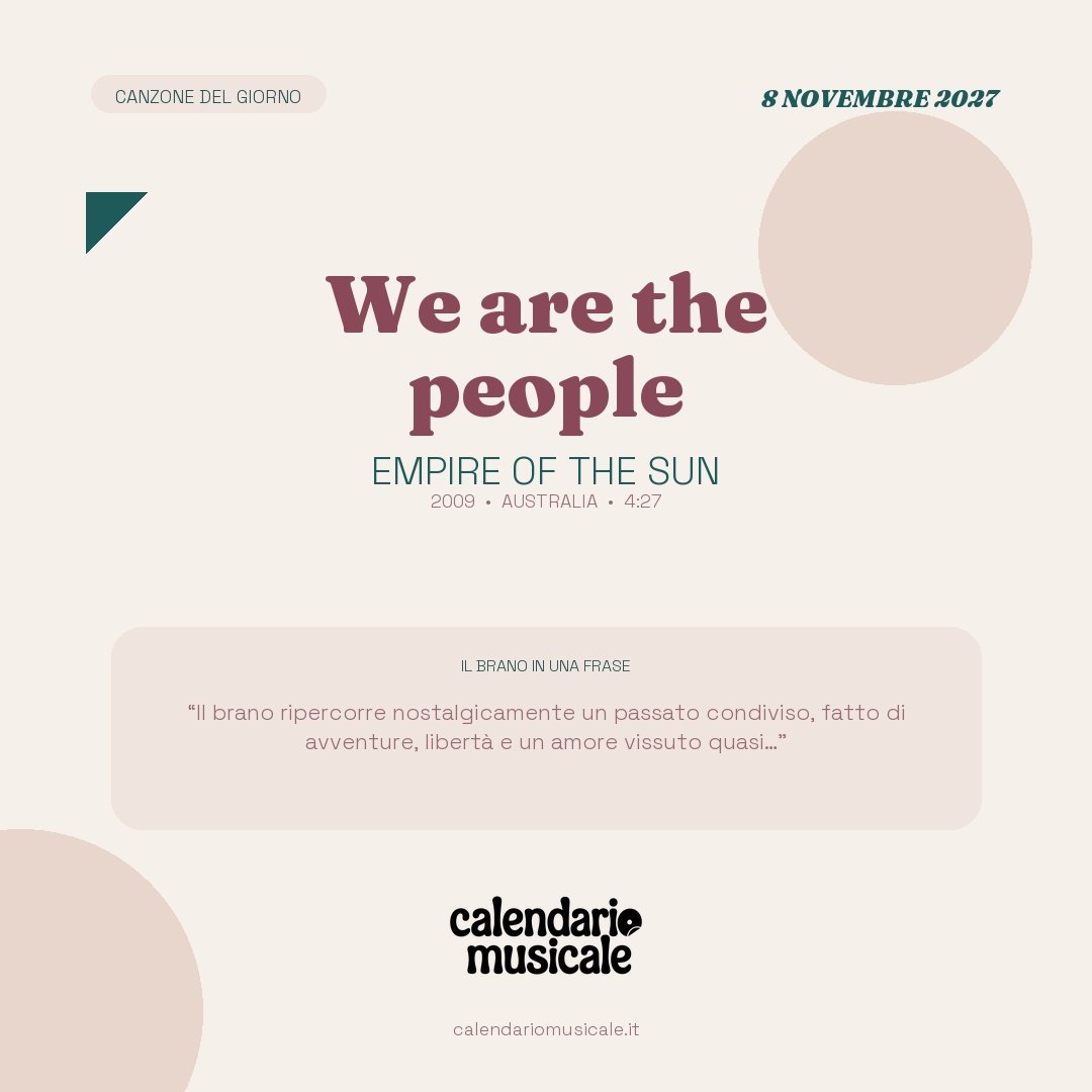 We are the people di Empire of the Sun, la canzone del giorno