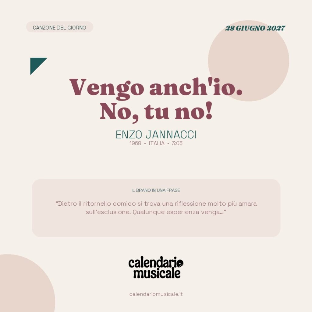 Vengo anch'io. No, tu no! di Enzo Jannacci – Calendario Musicale 2027