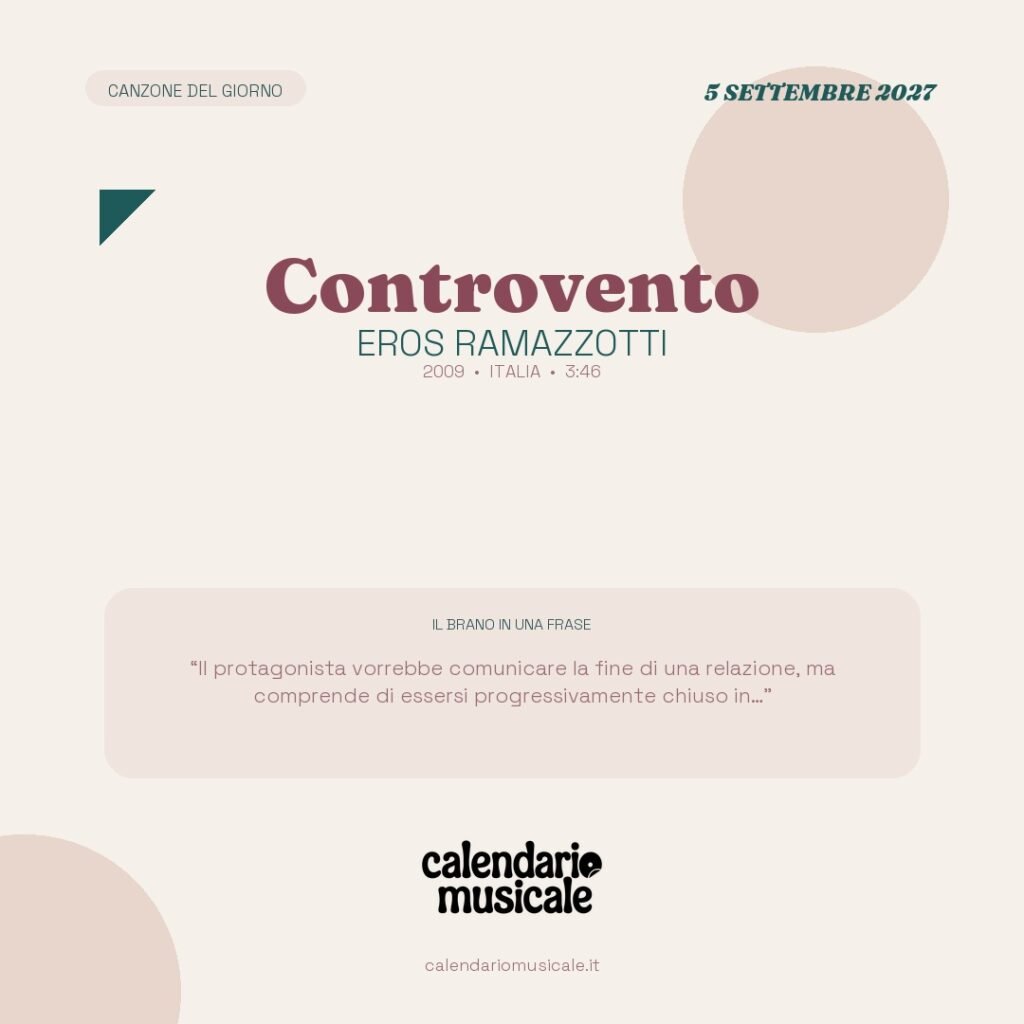 Controvento di Eros Ramazzotti – Calendario Musicale 2027