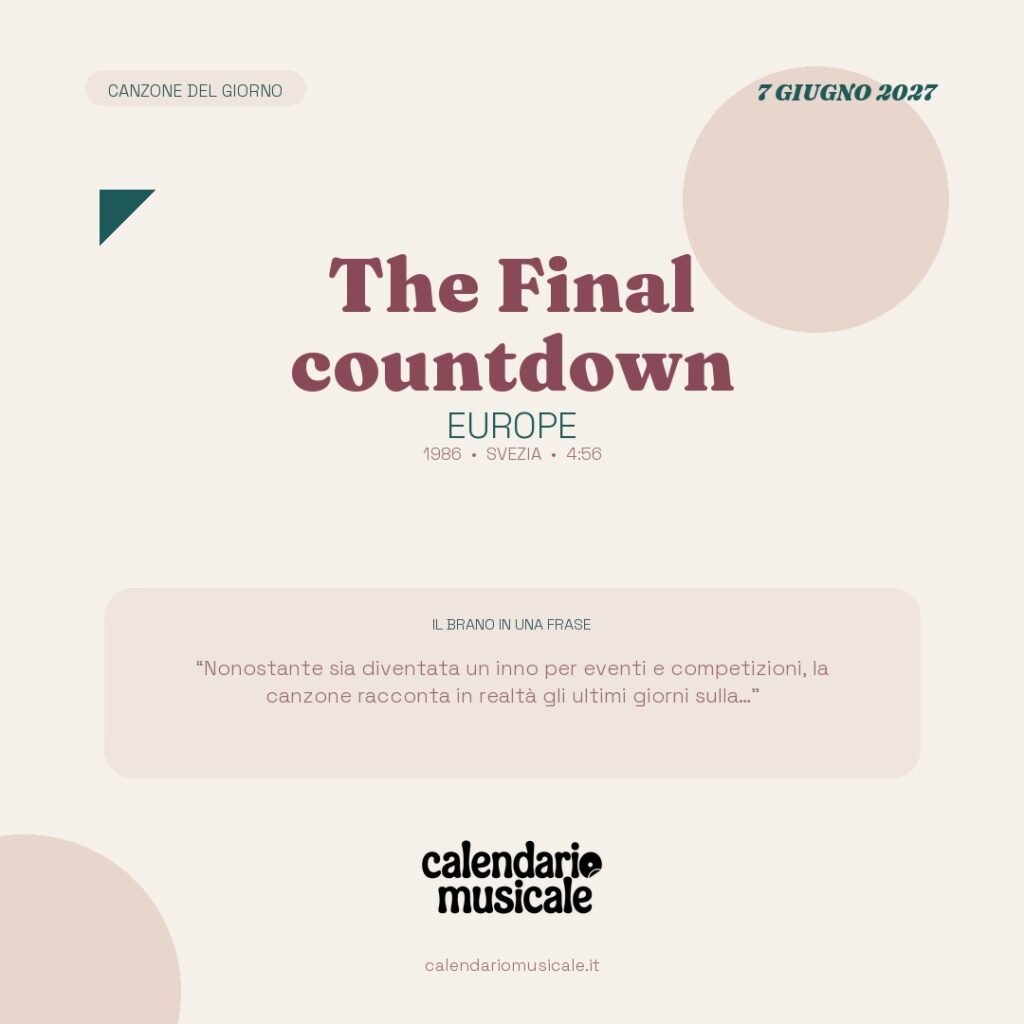 The Final countdown di Europe – Calendario Musicale 2027