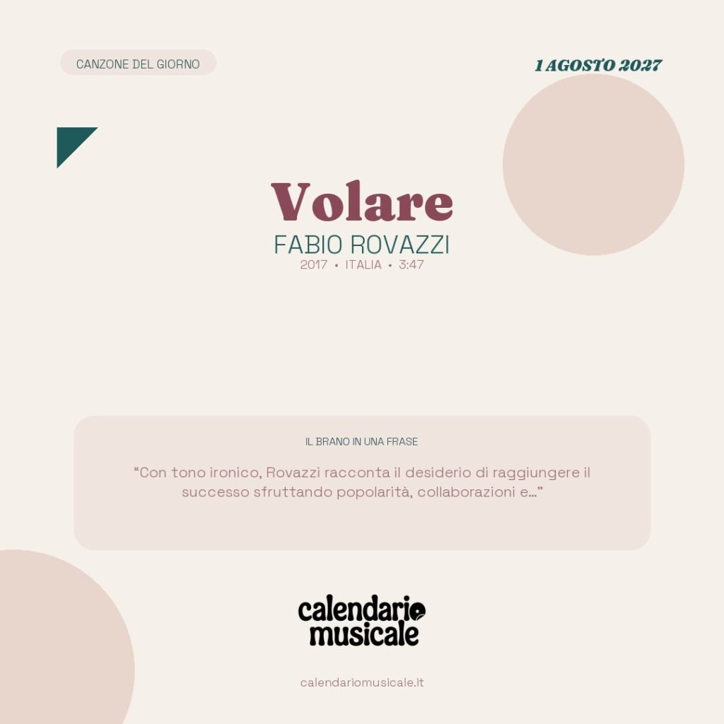 Volare di Fabio Rovazzi – Calendario Musicale 2027