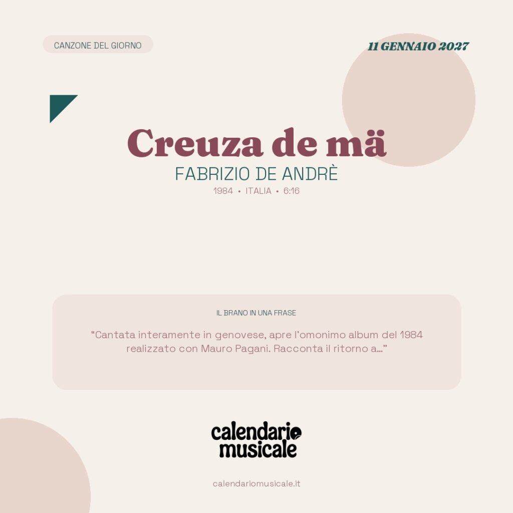 Creuza de mä di Fabrizio de Andrè – Calendario Musicale 2027
