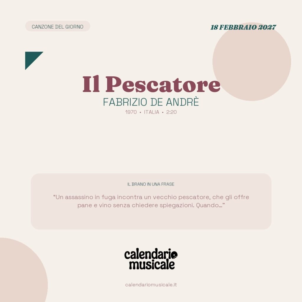 Il Pescatore di Fabrizio De Andrè – Calendario Musicale 2027