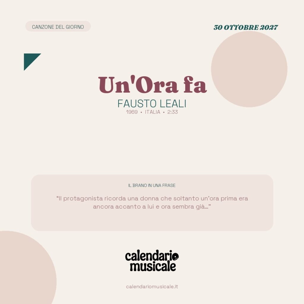 Un'Ora fa di Fausto Leali – Calendario Musicale 2027