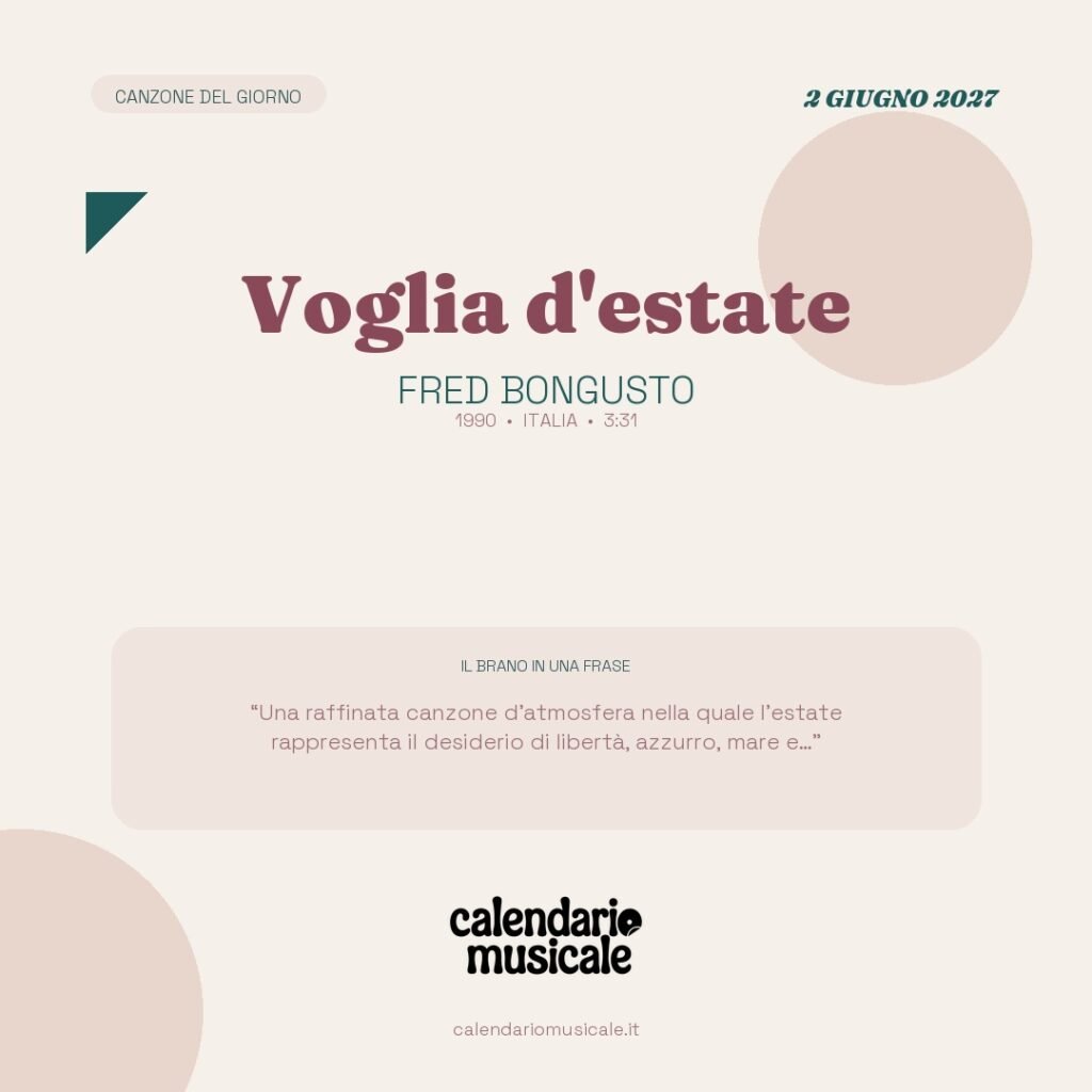 Voglia d'estate di Fred Bongusto – Calendario Musicale 2027