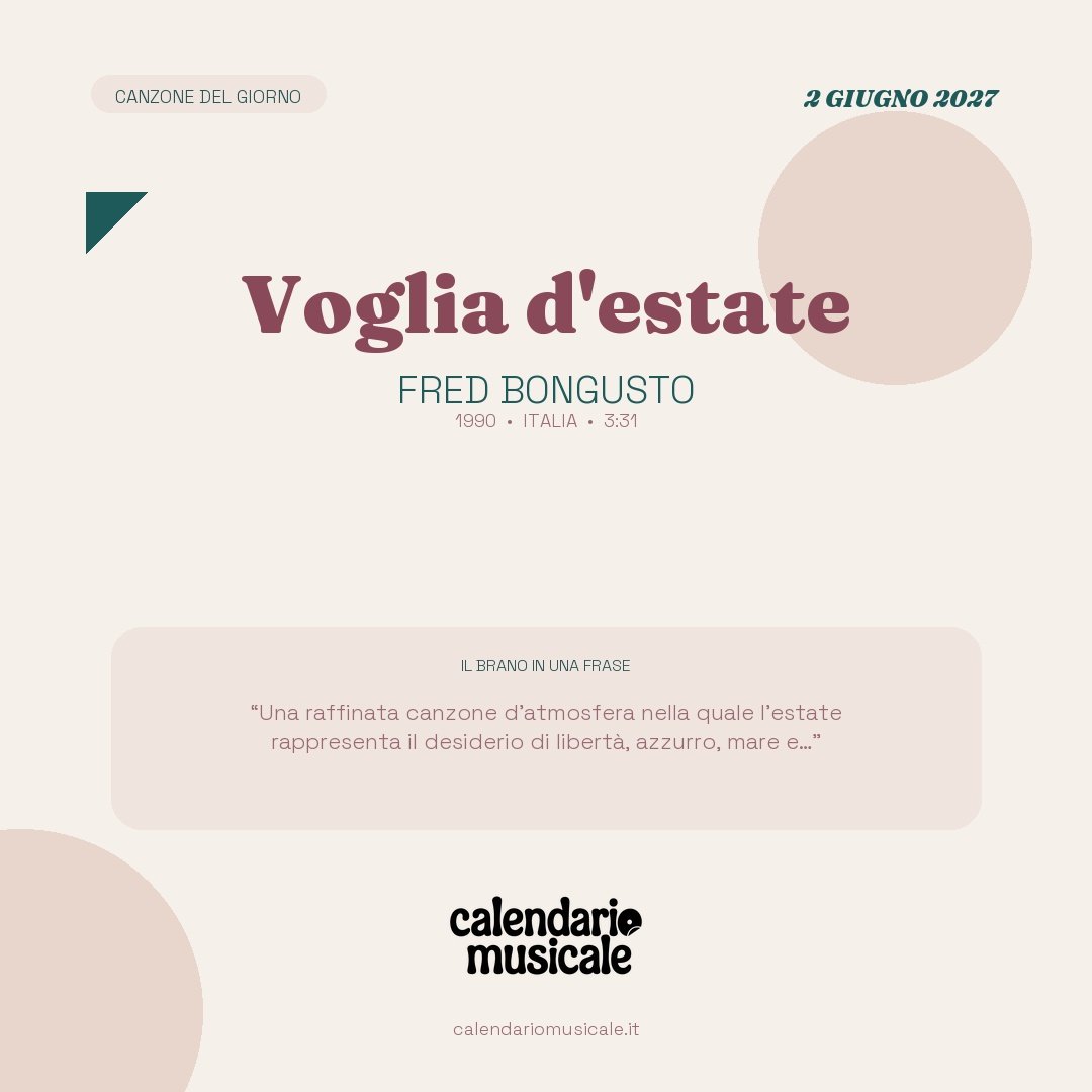 Voglia d’estate di Fred Bongusto, la canzone del giorno
