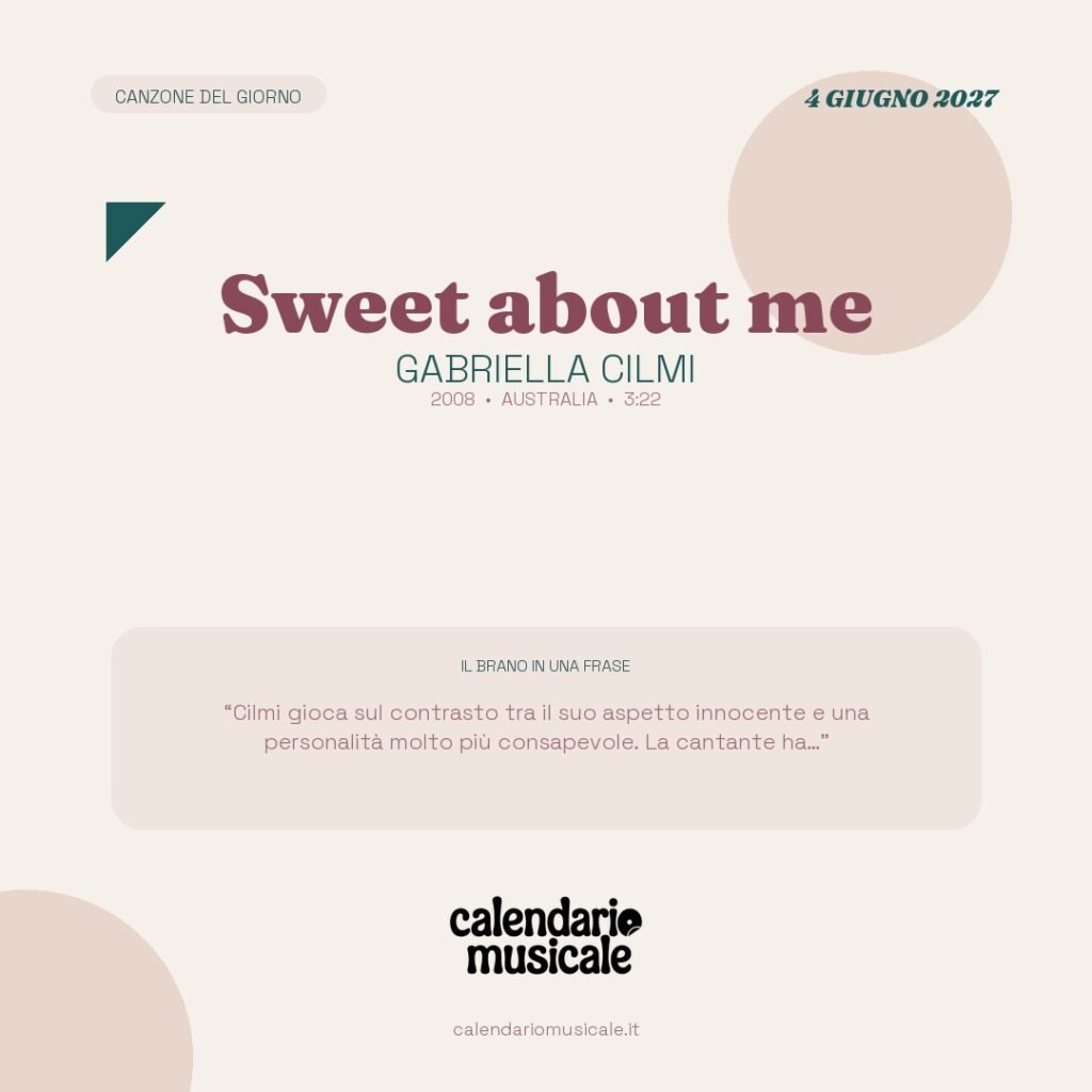 Sweet about me di Gabriella Cilmi – Calendario Musicale 2027