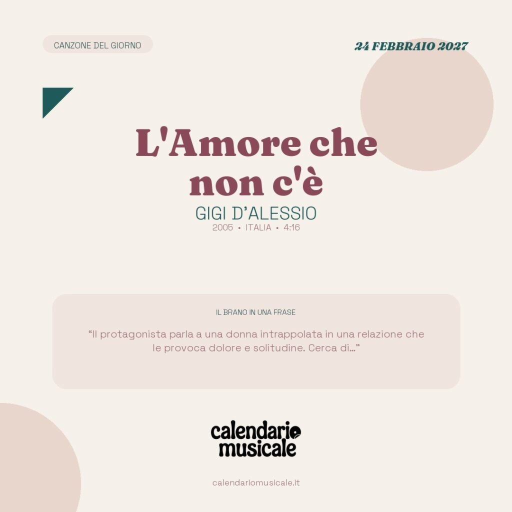 L'Amore che non c'è di Gigi D'Alessio – Calendario Musicale 2027