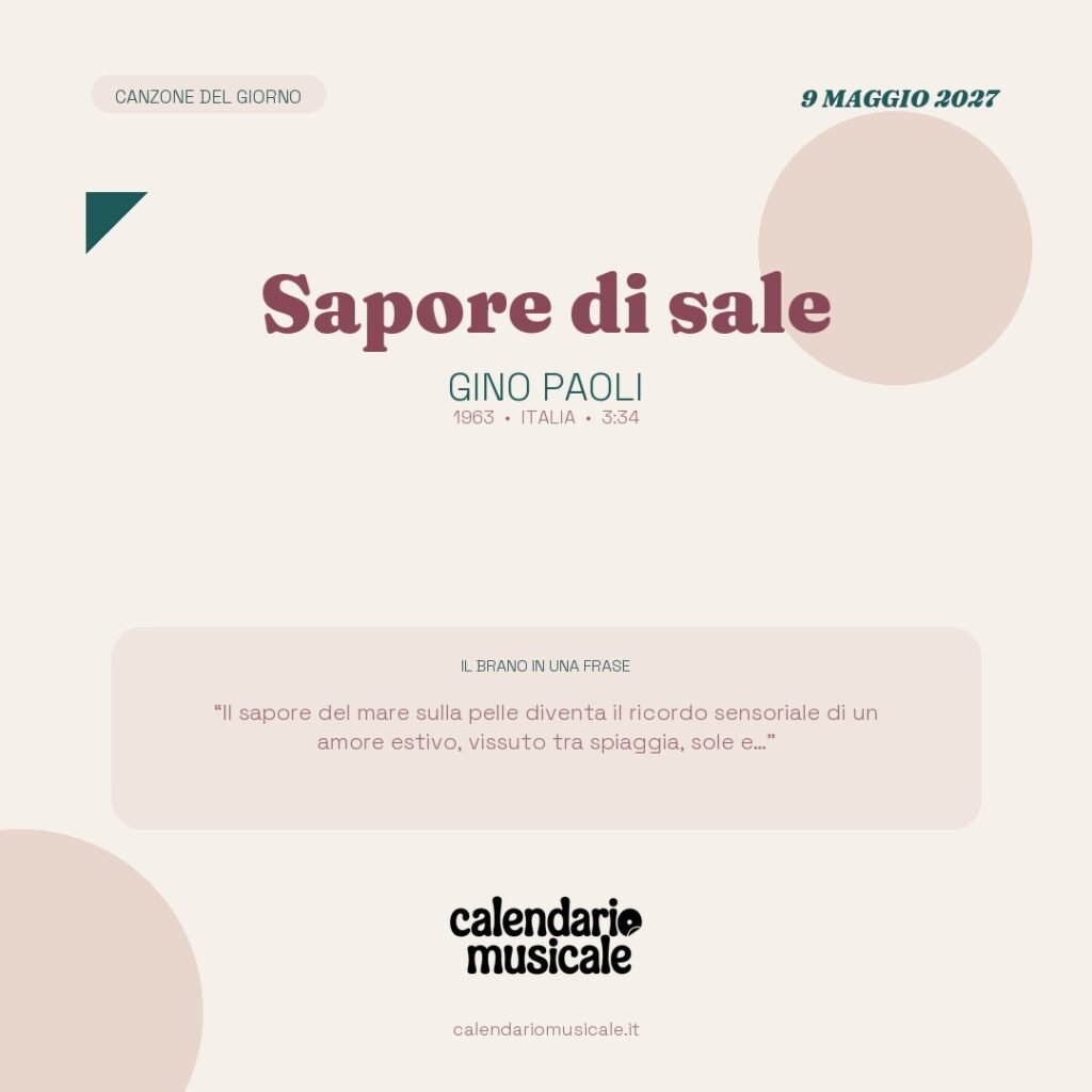 Sapore di sale di Gino Paoli – Calendario Musicale 2027