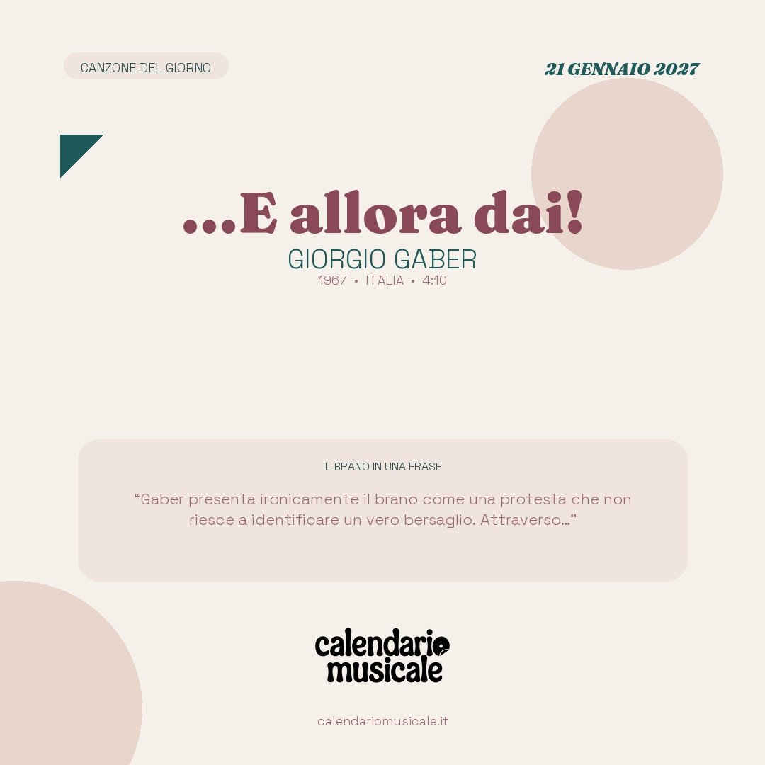 …E allora dai! di Giorgio Gaber, la canzone del giorno