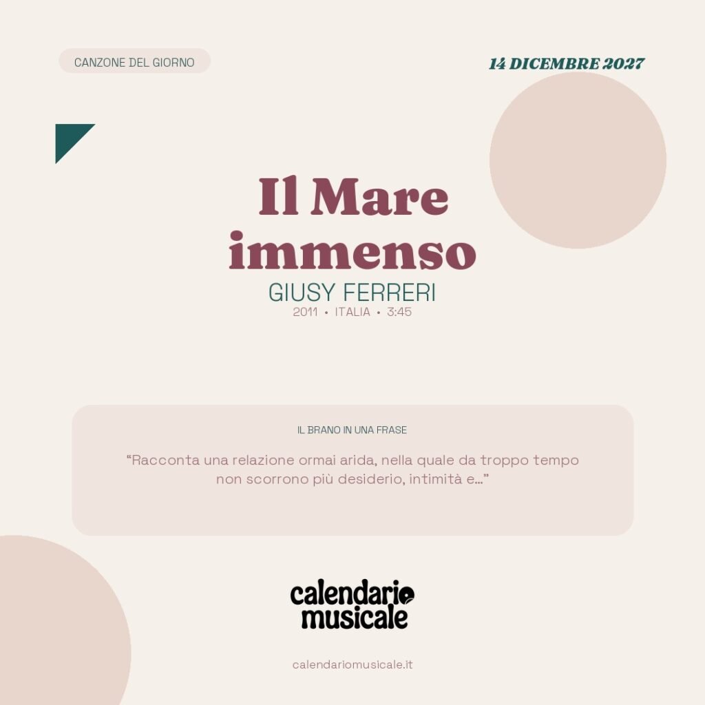 Il Mare immenso di Giusy Ferreri – Calendario Musicale 2027