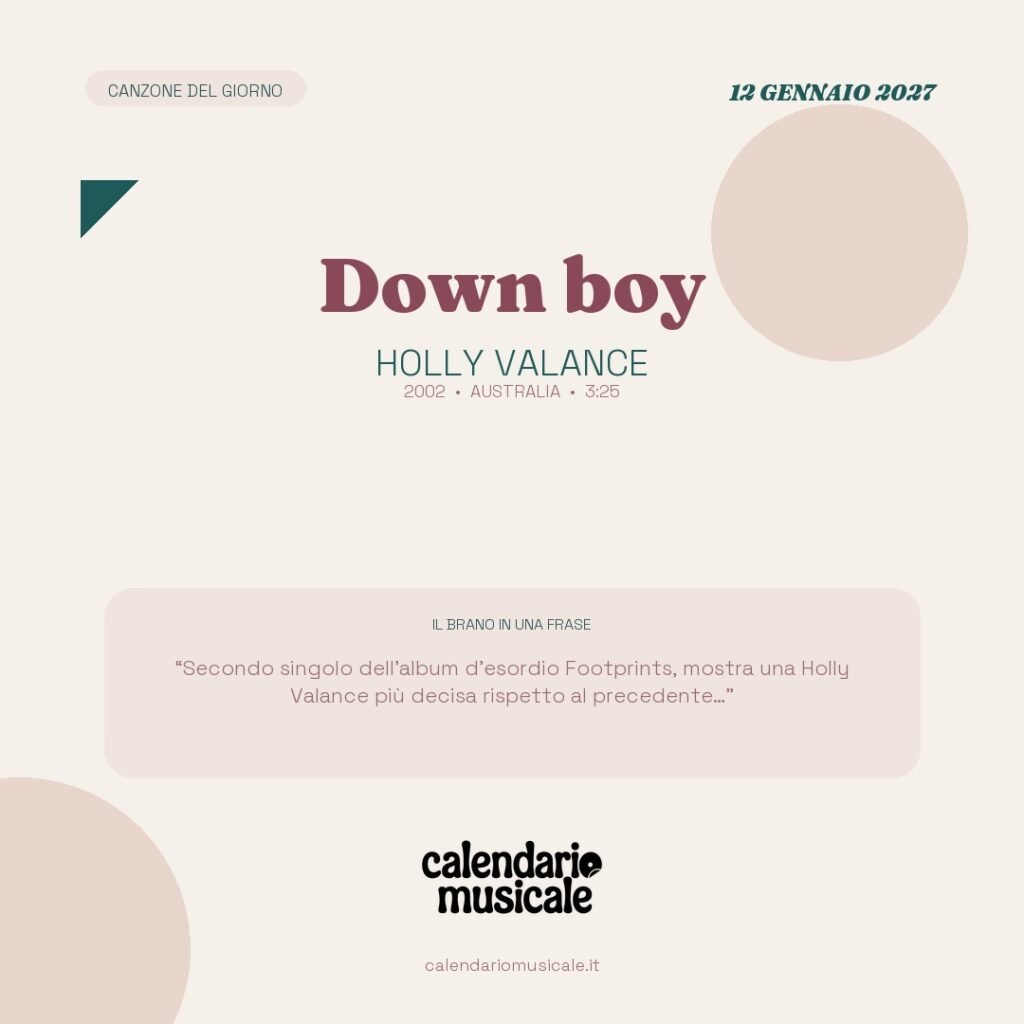 Down boy di Holly Valance – Calendario Musicale 2027