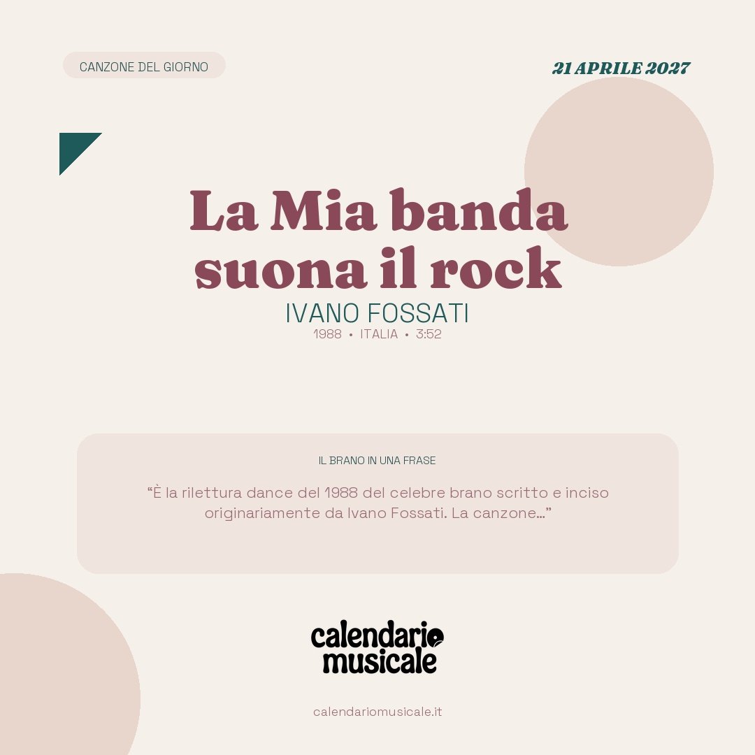 La Mia banda suona il rock di Ivano Fossati, la canzone del giorno
