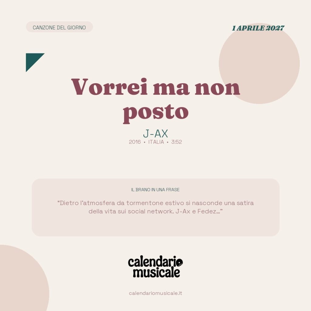 Vorrei ma non posto di J-AX – Calendario Musicale 2027