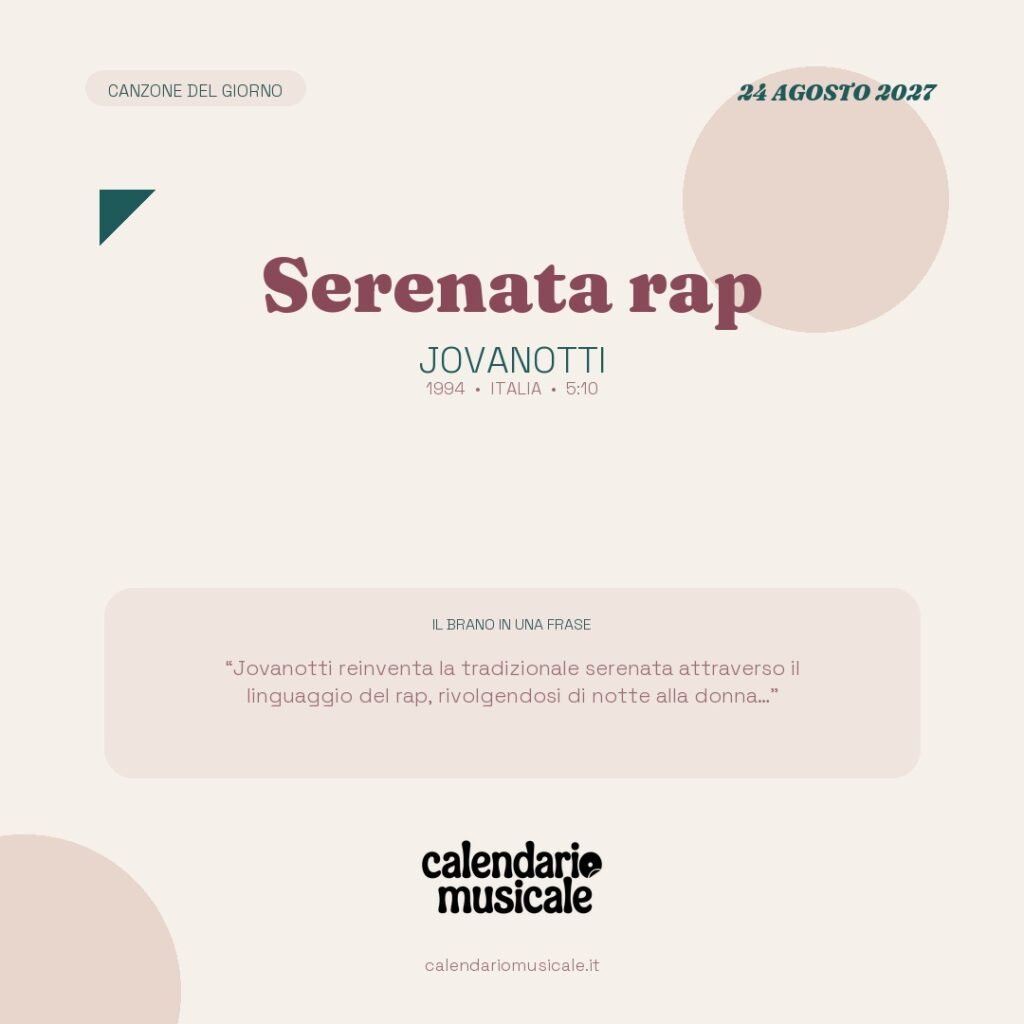 Serenata rap di Jovanotti – Calendario Musicale 2027