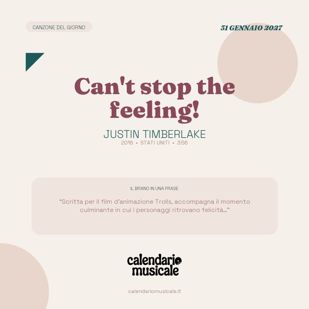 Can't stop the feeling! di Justin Timberlake – Calendario Musicale 2027
