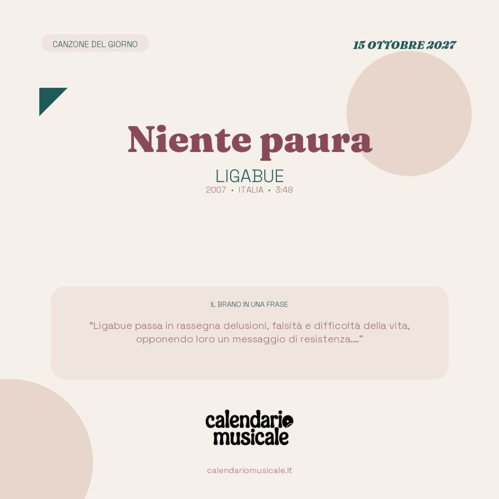 Niente paura di Ligabue – Calendario Musicale 2027