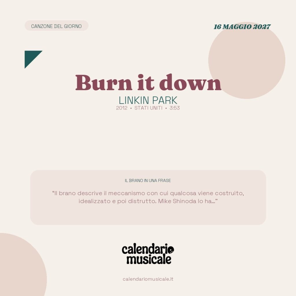 Burn it down di Linkin Park – Calendario Musicale 2027