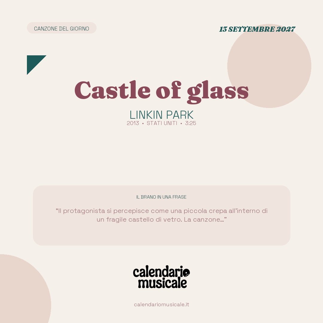 Castle of glass di Linkin Park, la canzone del giorno