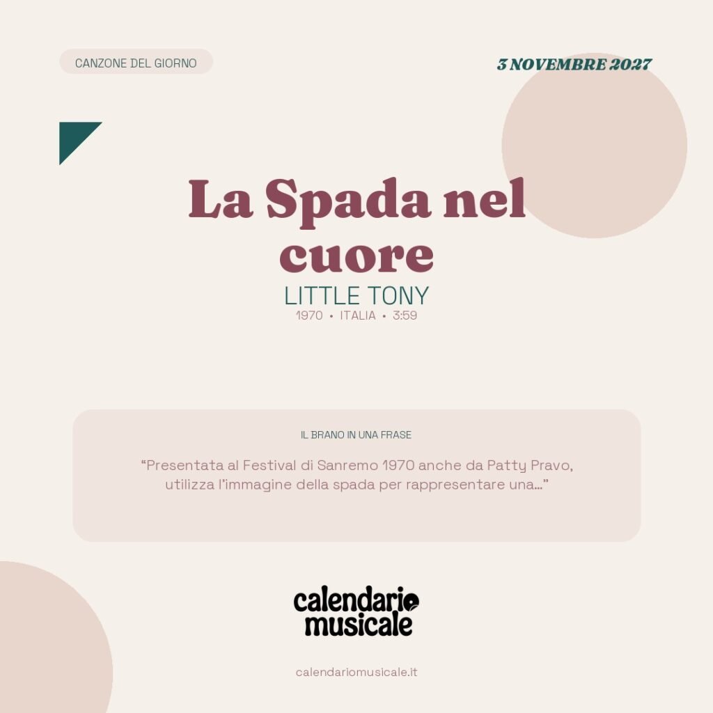 La Spada nel cuore di Little Tony – Calendario Musicale 2027