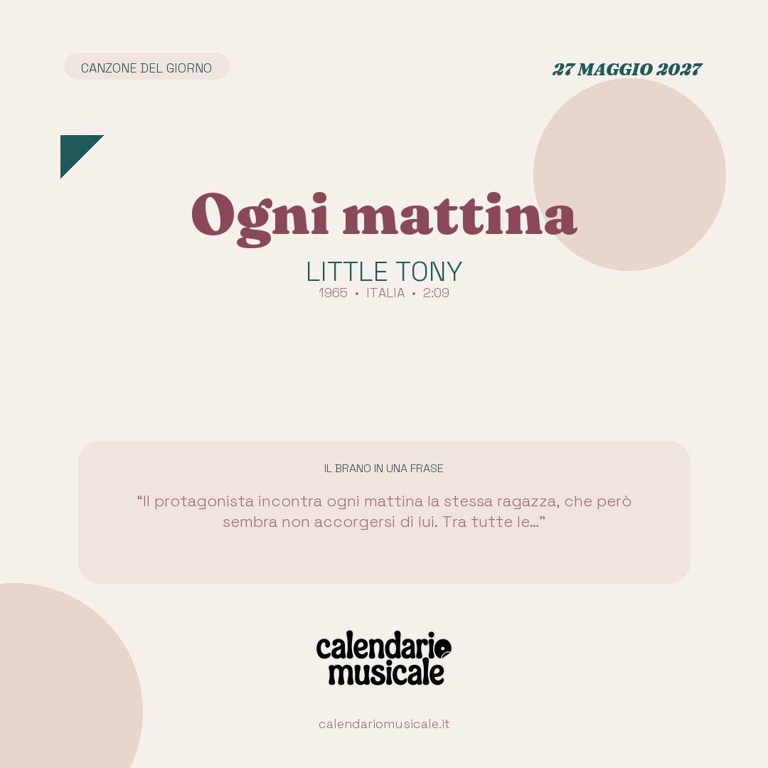 Ogni mattina di Little Tony, la canzone del giorno